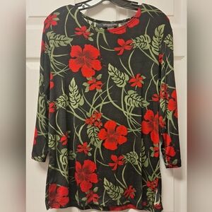 Like New Impressions Lifestyle Floral Blouse~Stretchy Tunic Top~Shirt~Medium